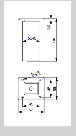 Riex GW25 bútorláb, négyzetes, 45x45 mm, H100, lakkozatlan natúr bükk (4 db/csoma g) 2.Kép