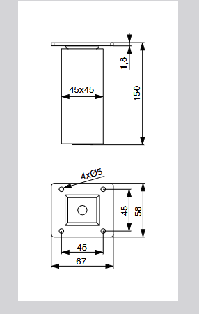 Riex GW25 bútorláb, négyzetes, 45x45 mm, H150, lakkozatlan natúr borovi (4 db/cso mag) 2.Kép