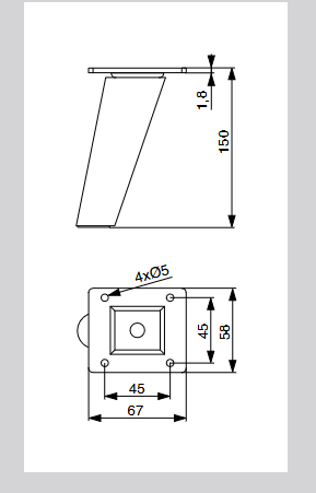 Riex GW22 bútorláb, kúpos dőlt, D45/D25, H150, lakkozatlan natúr tölgy (4 db/csom ag) 2.Kép