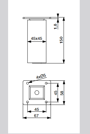 Riex GW25 bútorláb, négyzetes, 45x45 mm, H150, lakkozatlan natúr tölgy (4 db/csom ag) 2.Kép