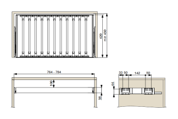 Riex VX75 acél nadrágtartó alumíniumkere ttel, W800, 420 mm, sötétszürke 2.Kép