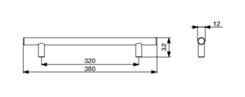 RiexTouch XH01 fogantyú, 320 mm, rozsdam entes acél 2.Kép