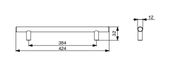 RiexTouch XH01 fogantyú, 384 mm, szálcsi szolt nikkel 2.Kép