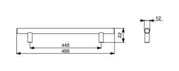 RiexTouch XH01 fogantyú, 448 mm, políroz ott króm 2.Kép