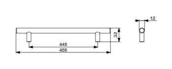 RiexTouch XH01 fogantyú, 448 mm, matt ni kkel 2.Kép