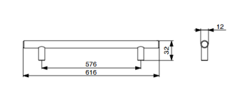 RiexTouch XH01 fogantyú, 576 mm, matt fe kete 2.Kép