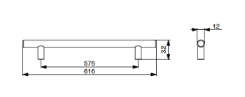 RiexTouch XH01 fogantyú, 576 mm, políroz ott króm 2.Kép
