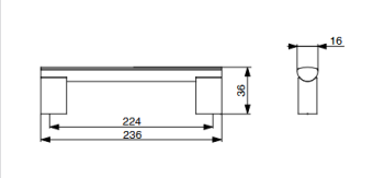 RiexTouch XH06 fogantyú, 224 mm, políroz ott króm 2.Kép